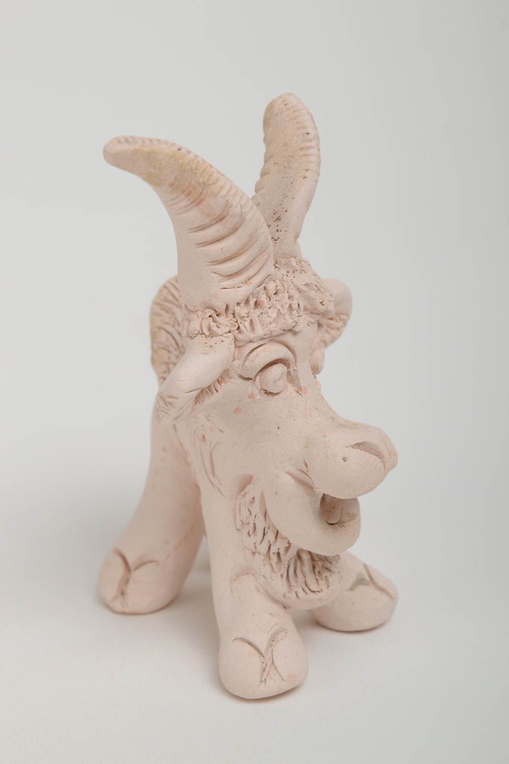 Beautiful handmade designer molded clay statuette of goat for home decor photo 4