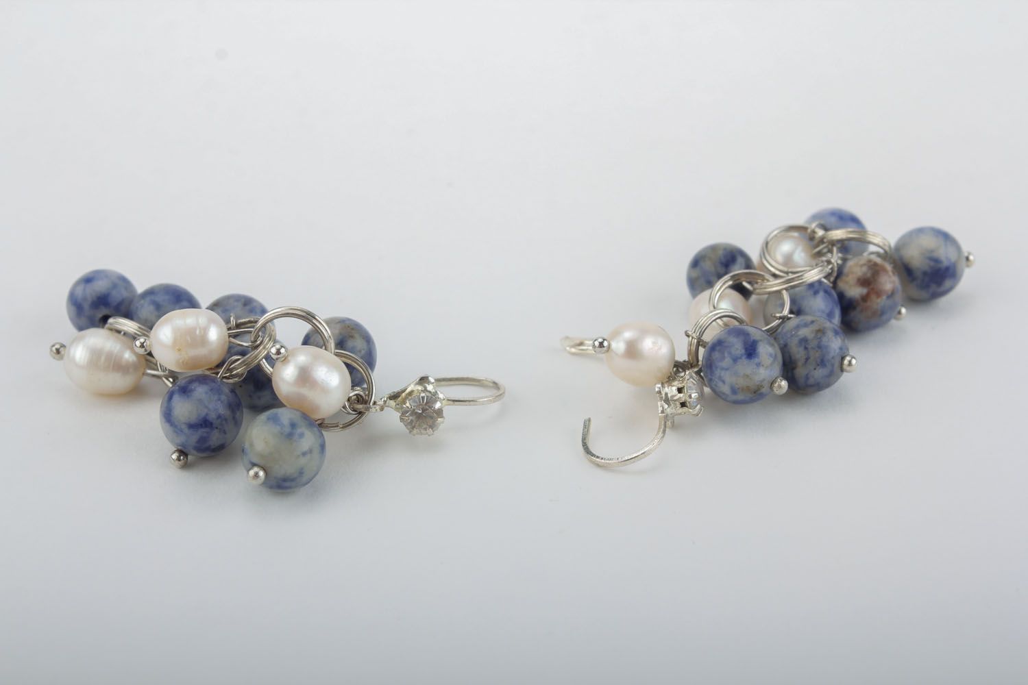 Earrings with natural stone charms photo 3
