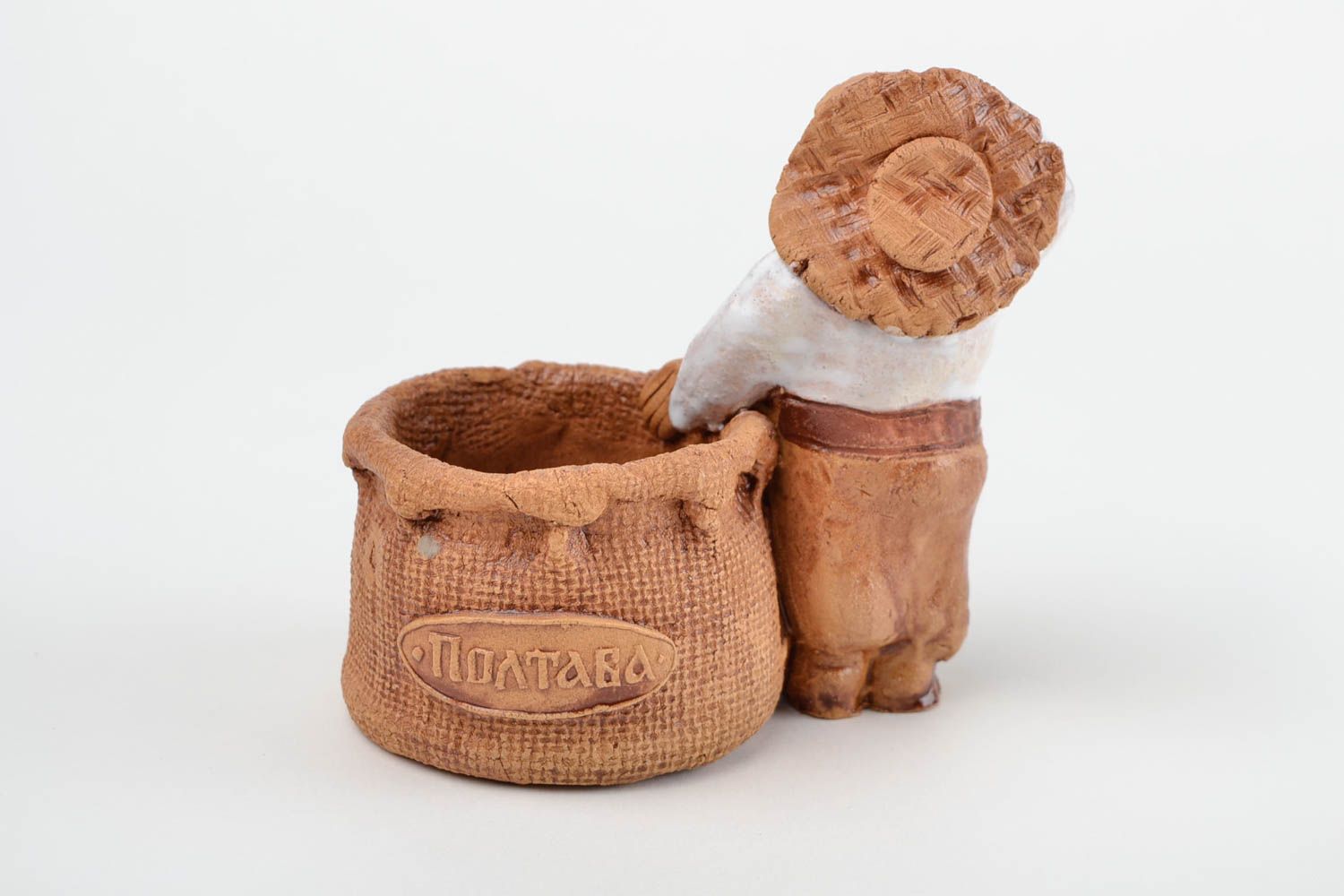 Sucrier céramique fait main Pot à sucre homme avec sac Vaisselle originale photo 5