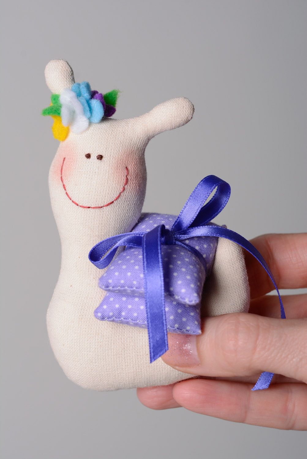 Joli jouet mou fait main escargot avec coussins en lin et coton cadeau enfant photo 3