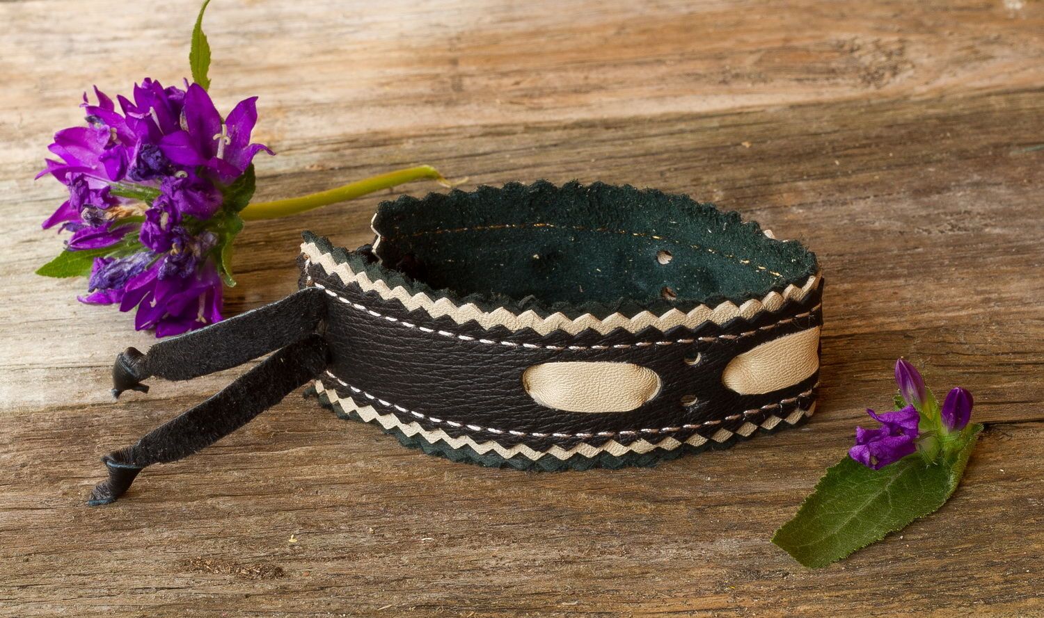 Black Leather Bracelet photo 1