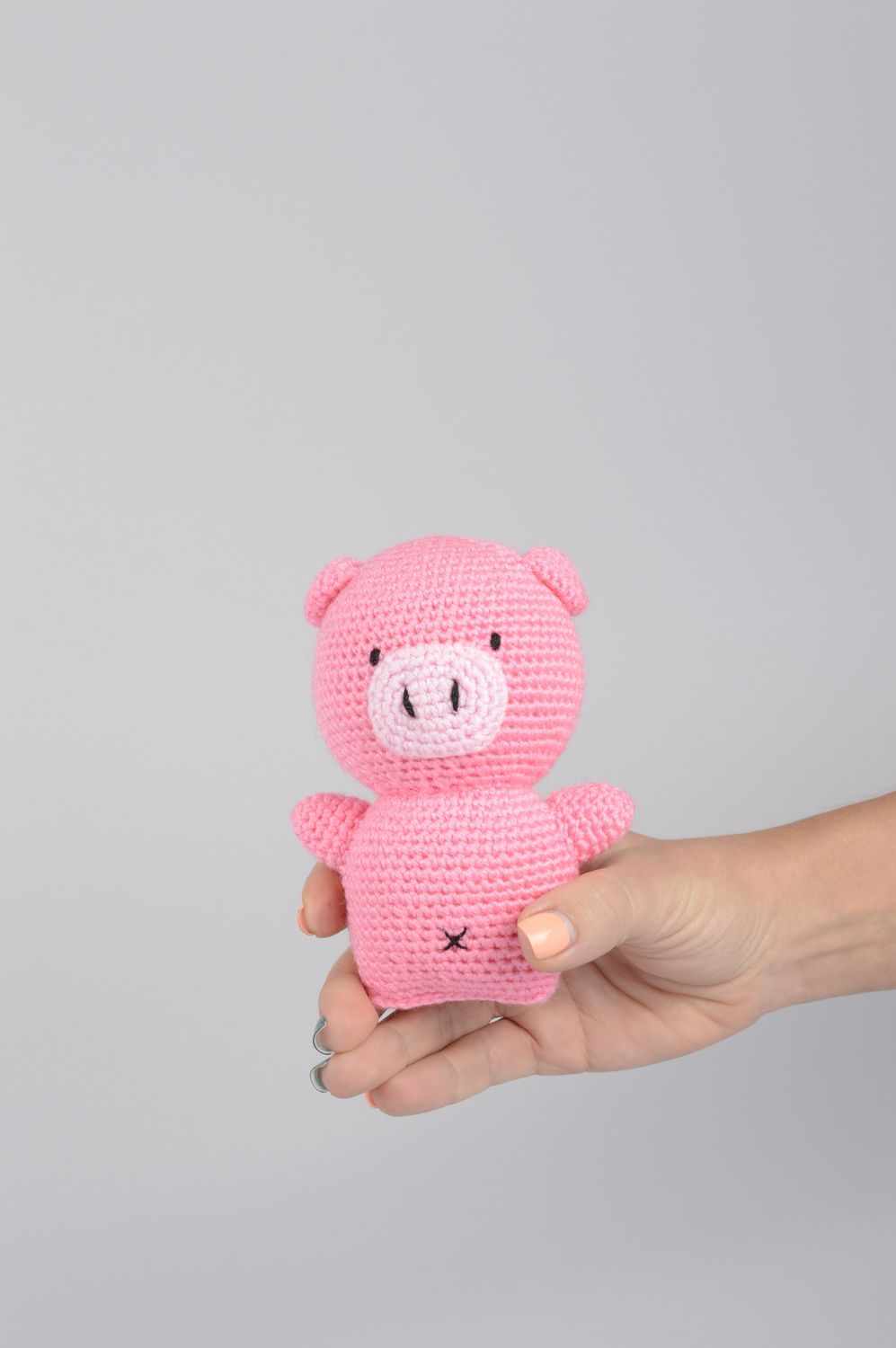 Juguete hecho a mano cerdito rosado regalo para niño decoración de interior foto 4