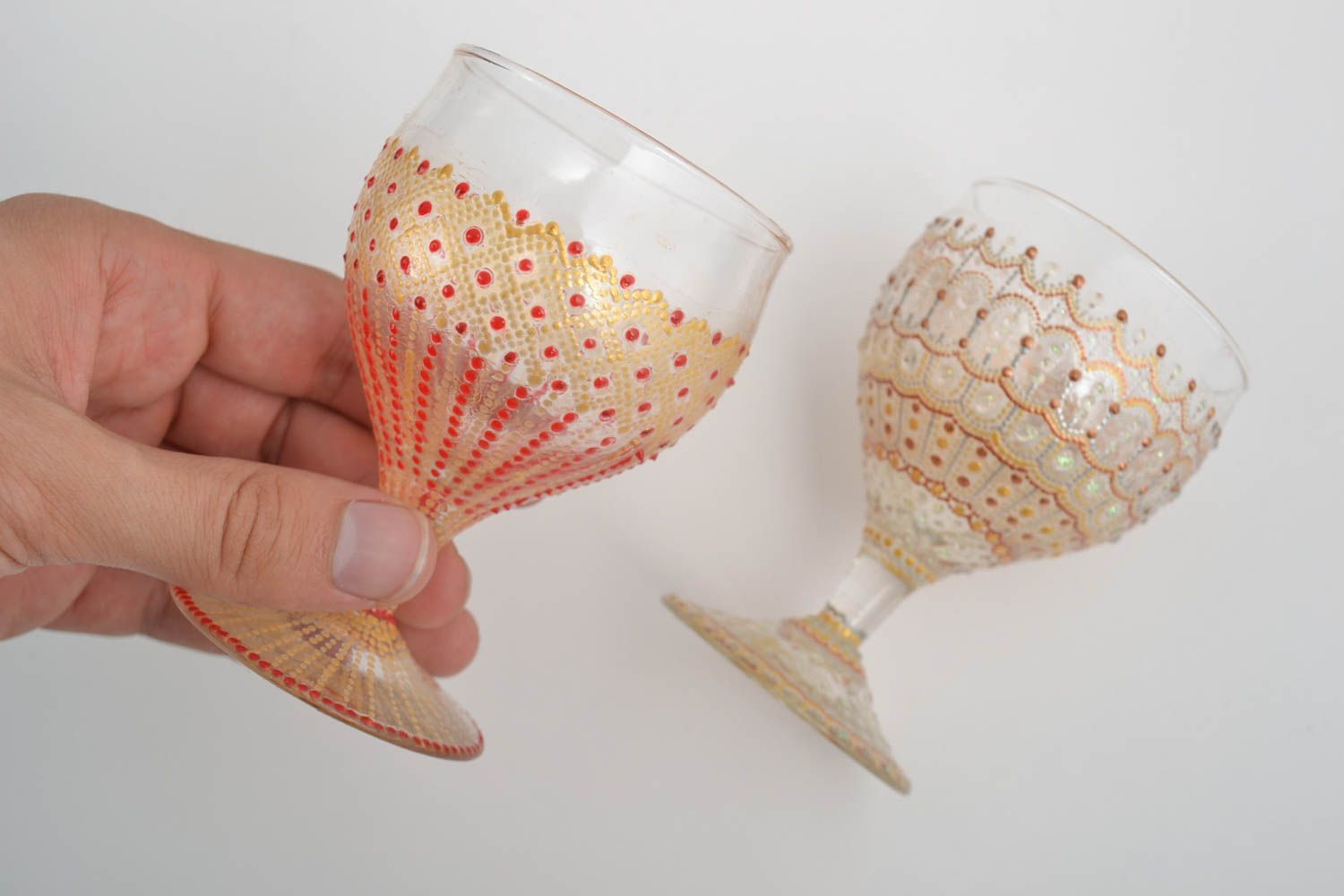 Handmade glass designer glass wine glass unusual souvenir painted glass photo 5