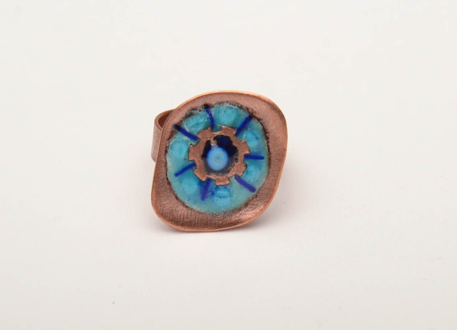 Color enamel painted copper ring photo 2