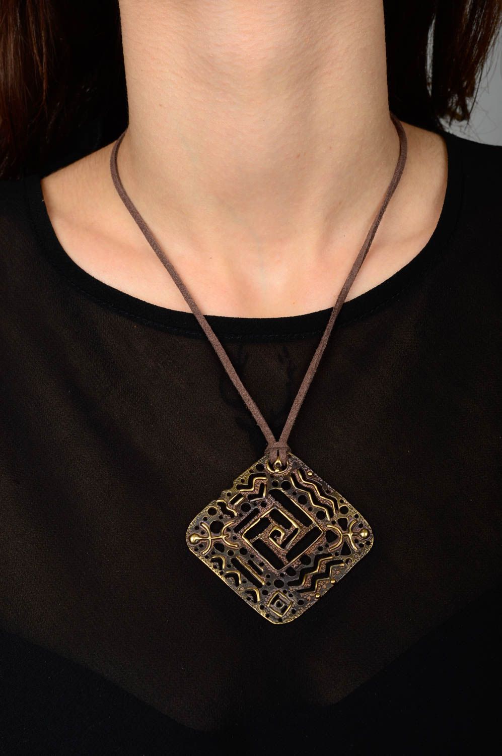 Bronze pendant handmade bronze jewelry metal pendant fashion accessories photo 2