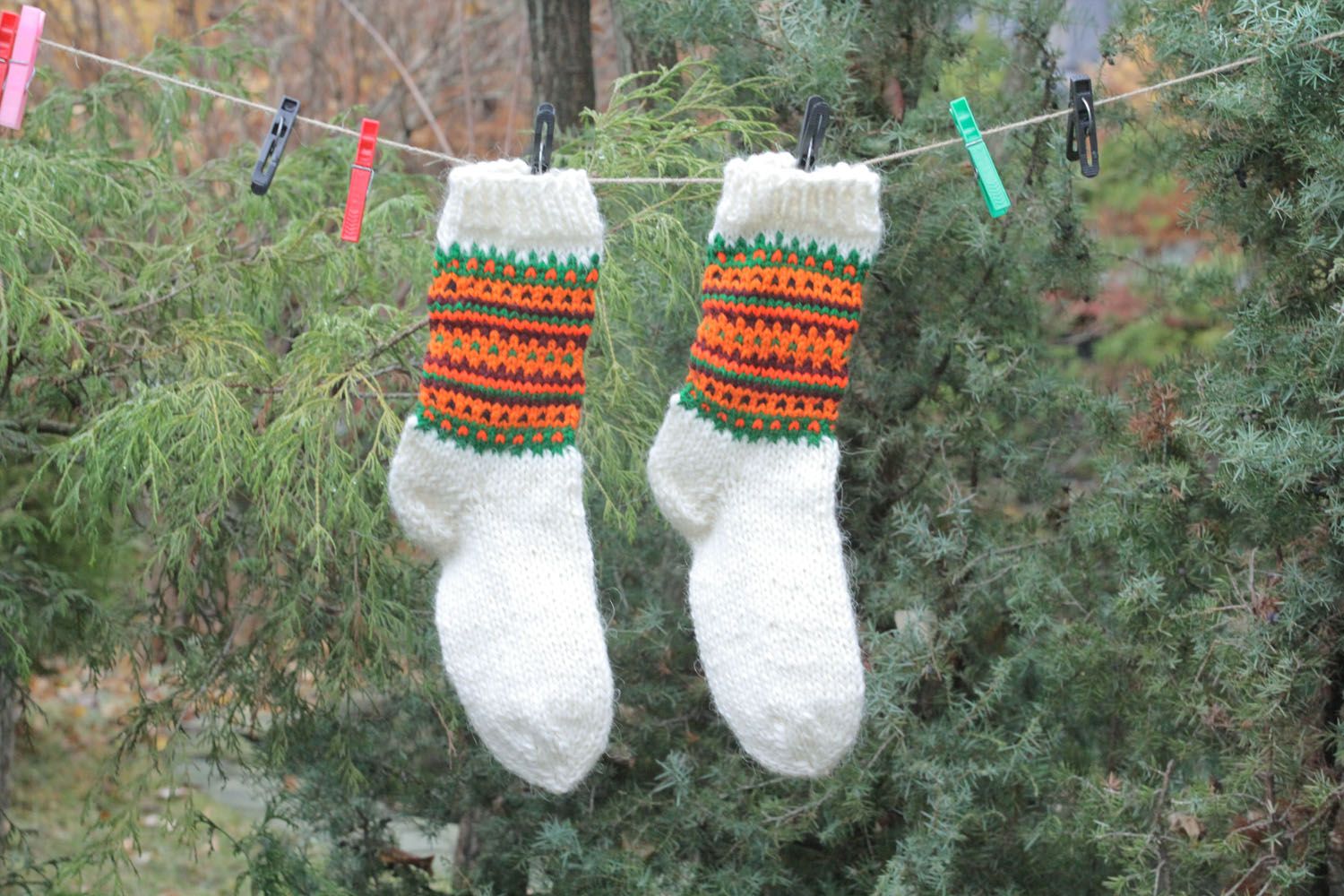 Homemade knitted wool socks photo 1