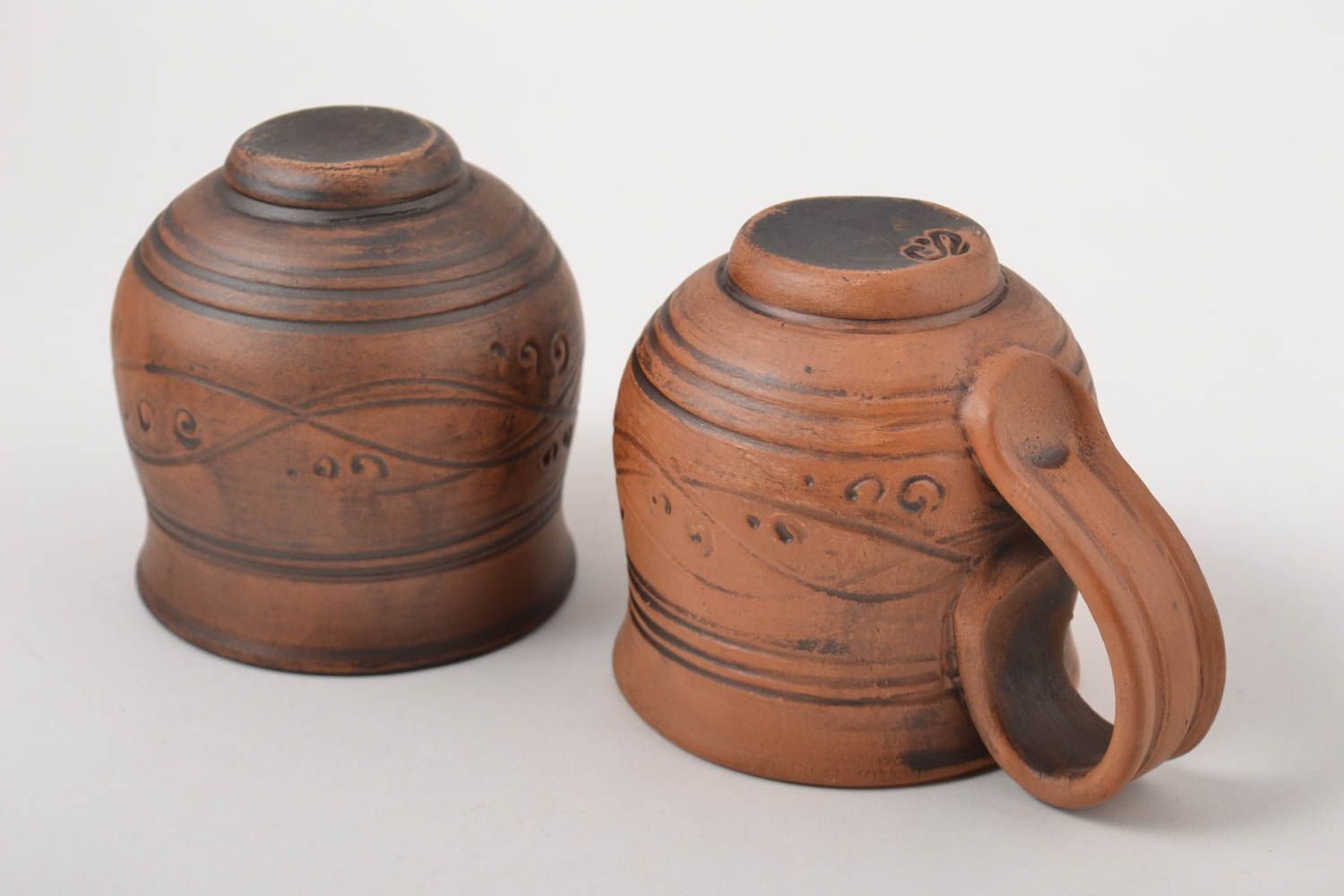 Handgemachtes Geschirr Keramik Tassen und Becher aus Ton Keramik Geschirr 2 Stk foto 5