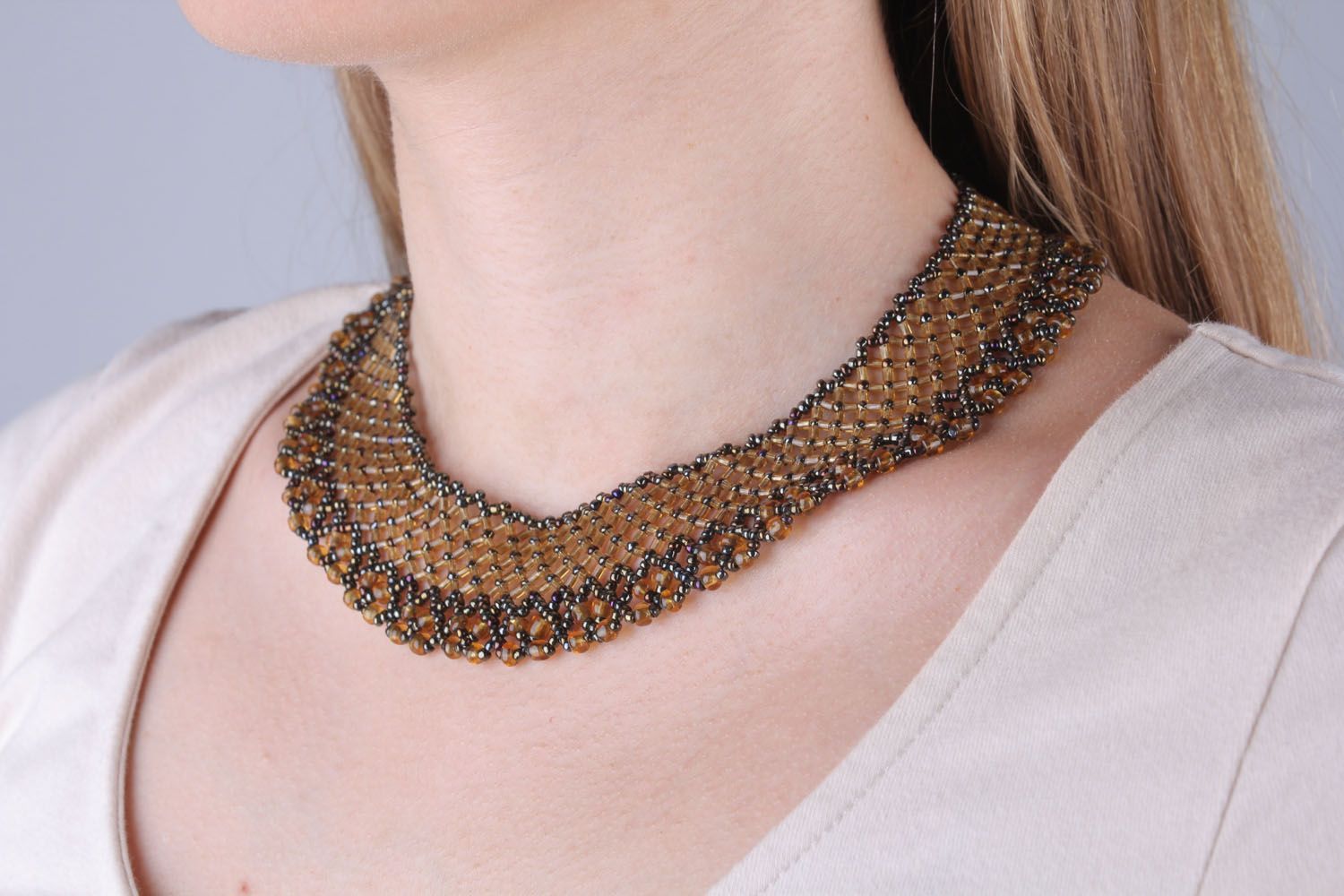 Collana di perline fatta a mano originale di moda bigiotteria da donna
 foto 5