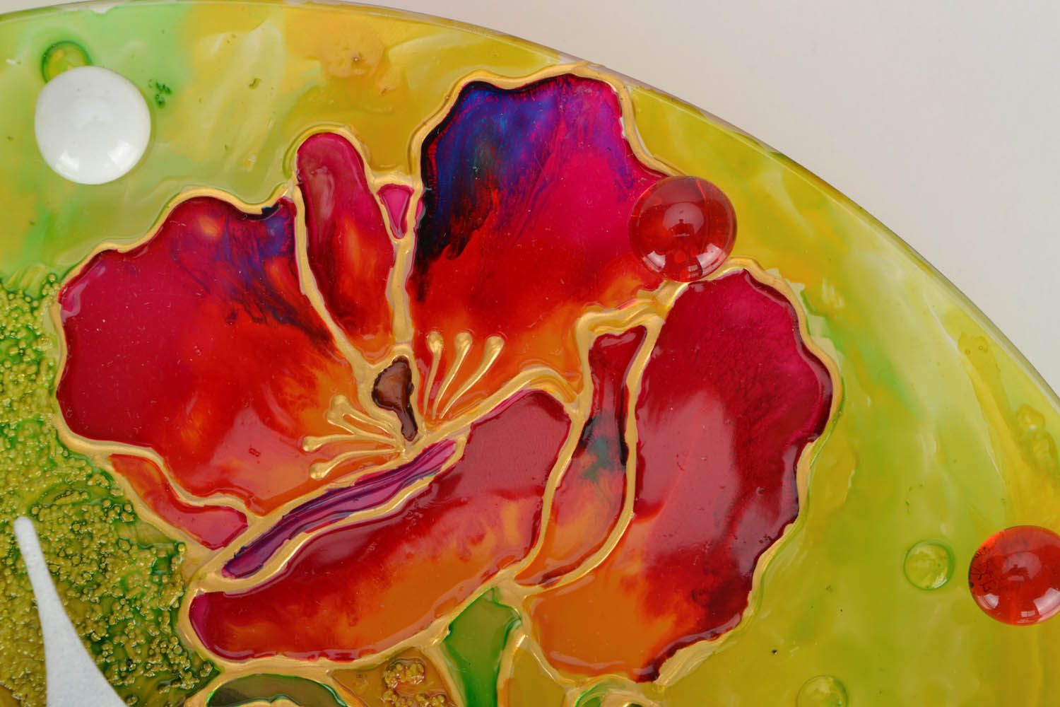 Stained glass wall clock Poppies photo 4