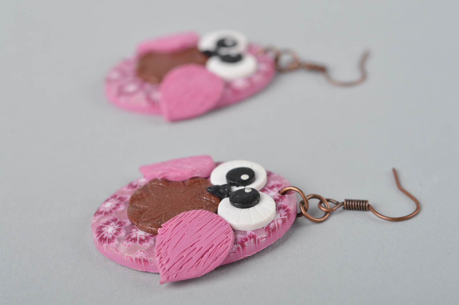 Handmade Damen Ohrringe rosa Eulen Designer Schmuck Accessoire für Frauen  foto 4