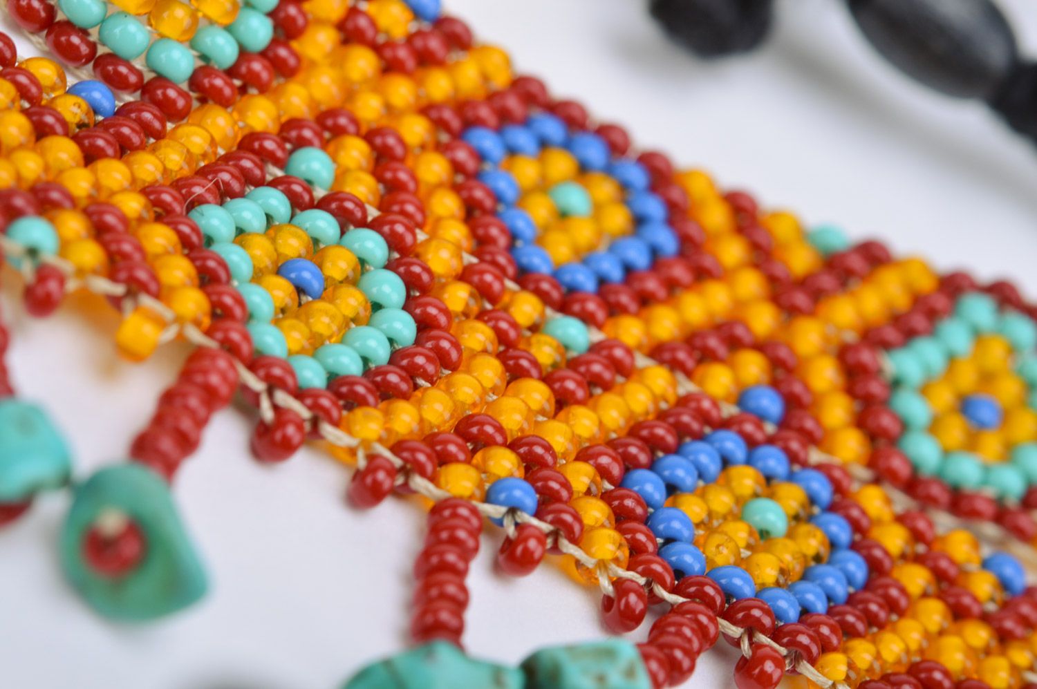 Schmuckset aus Glasperlen Collier und Armband bunt ethnisch handmade 2 Stück foto 4