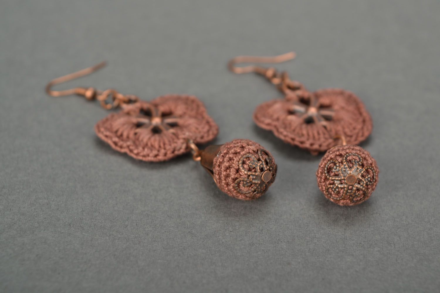 Crochet earrings Chocolate photo 5