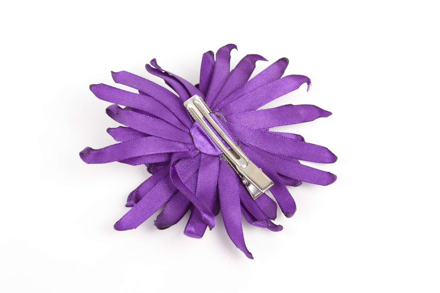 Детская заколка фиолетовая хенд мейд зеколка с цветком аксессуар для волос фото 4