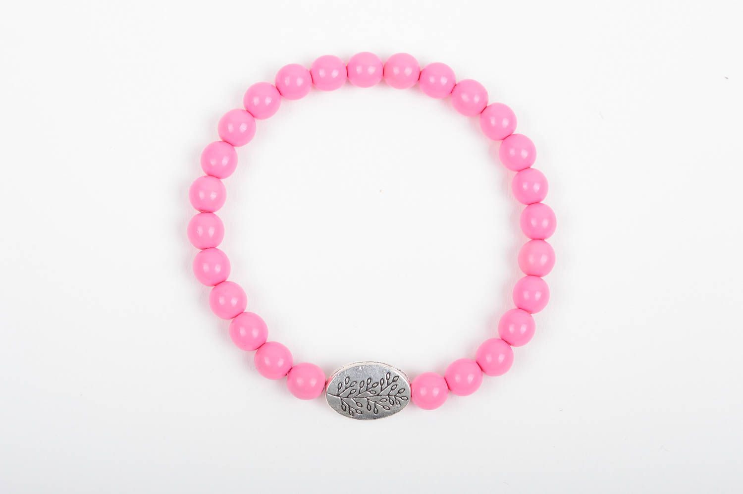 Bracelet rose perles en plastique accessoire de tous les jours fait main femme photo 1