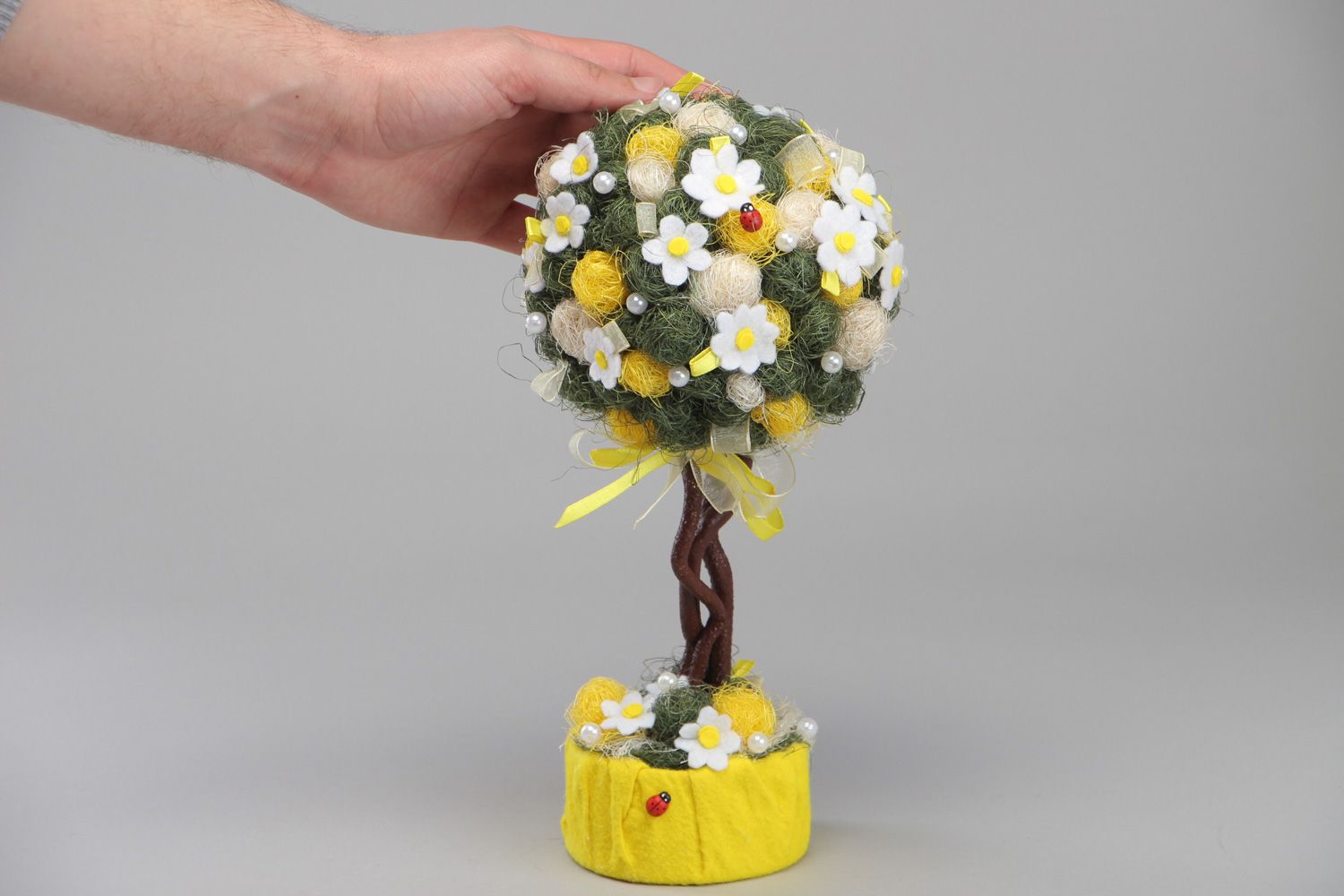 Topiario de flores hecho a mano árbol decorativo original foto 4