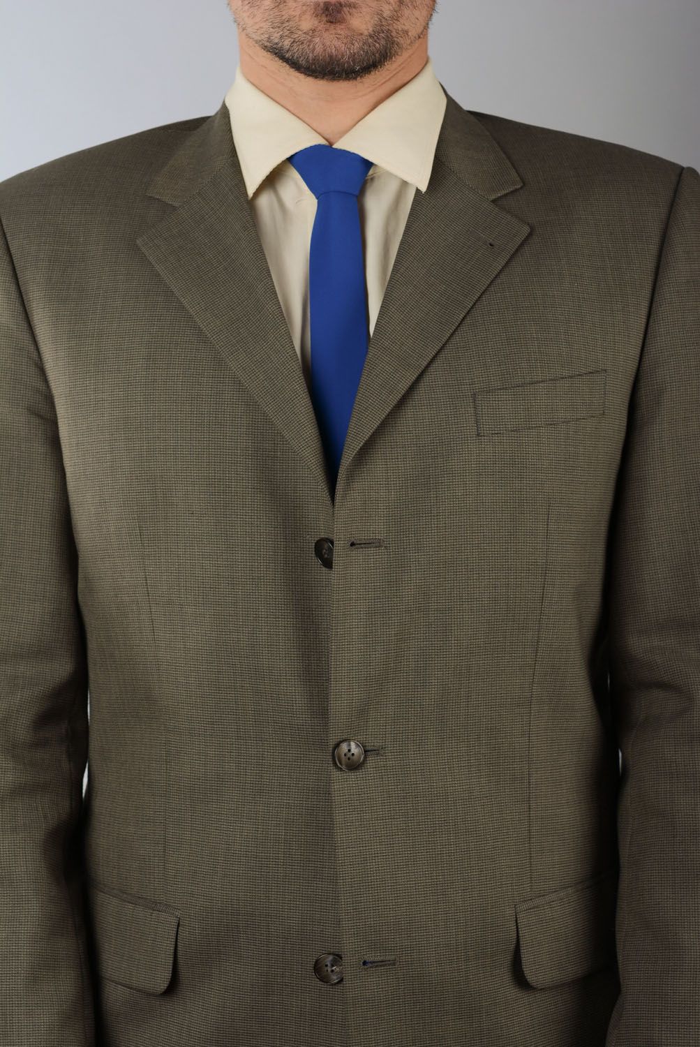 Cravate fine bleue faite main  photo 4