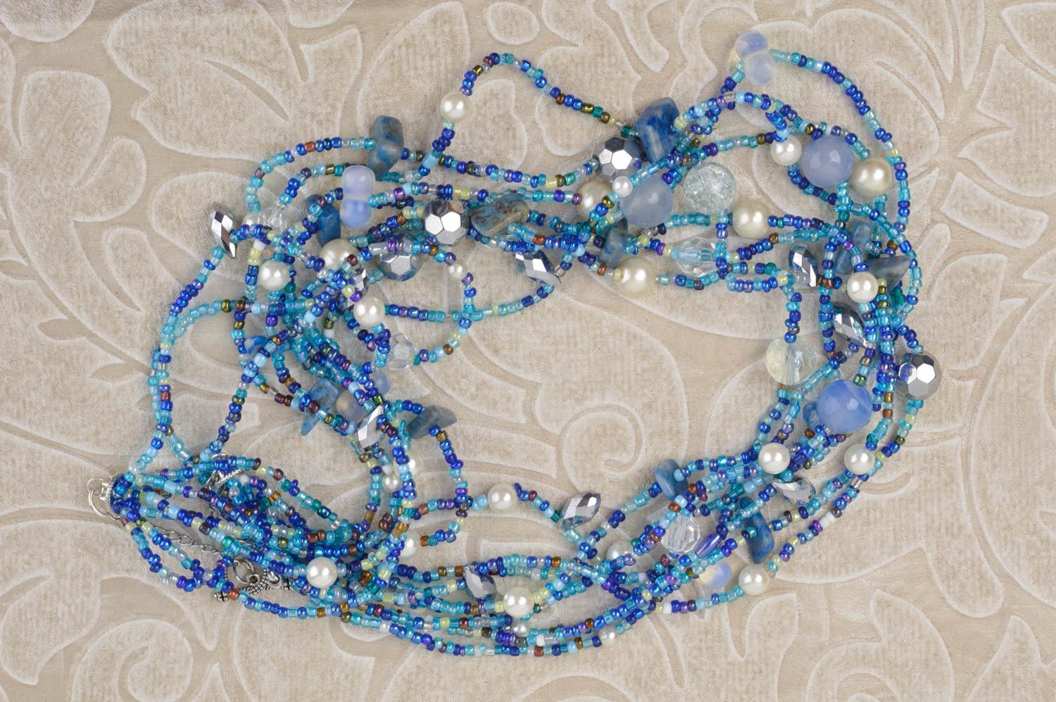 Blaue Glasperlen handmade Damen Halskette Halsschmuck für Damen Schmuck Collier foto 1