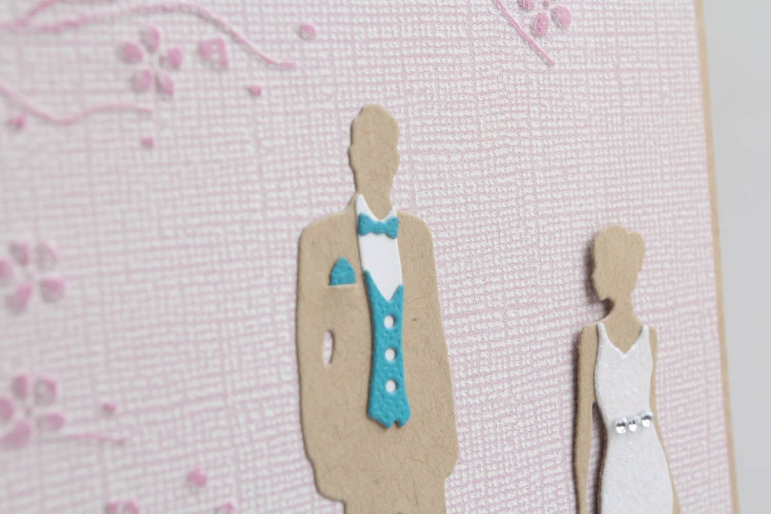 Cartolina d'auguri fatta a mano in tecnica d'autore oggetto wedding day foto 5