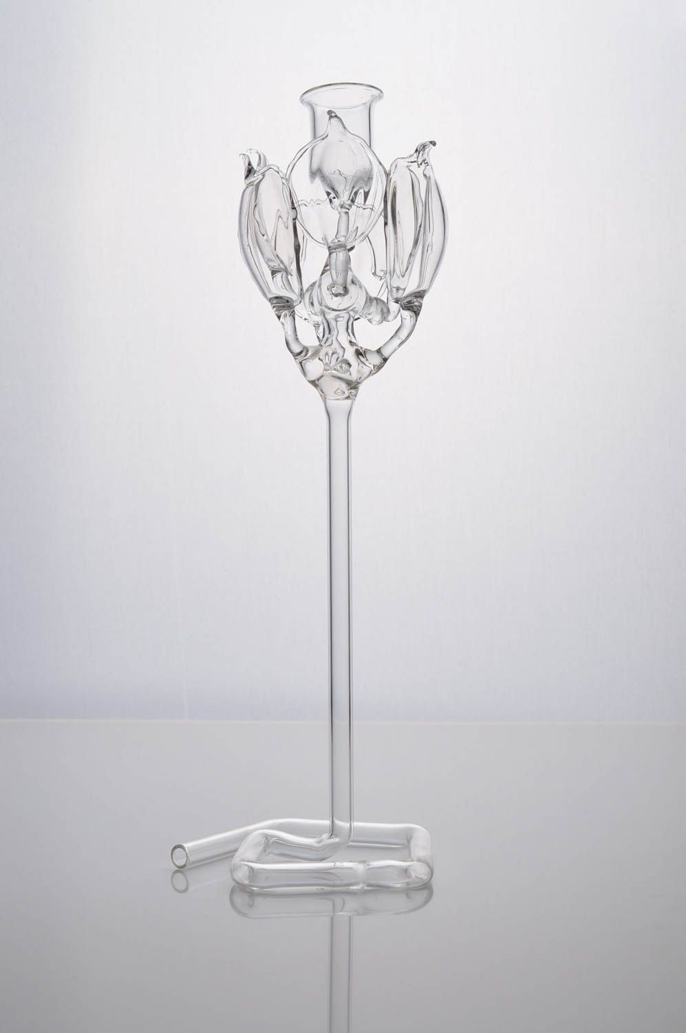 Handmade glass candlestick home decor glass sculpture glass art unique gifts photo 1