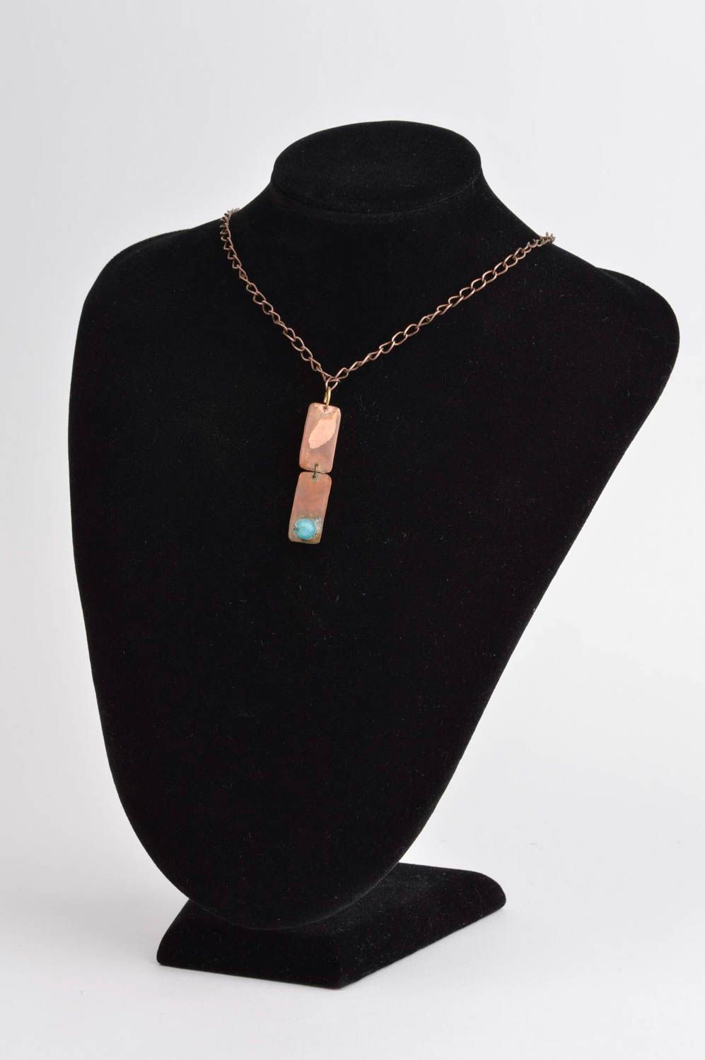 Handmade pendant designer copper accessory unusual gift for girls brass pendant photo 1