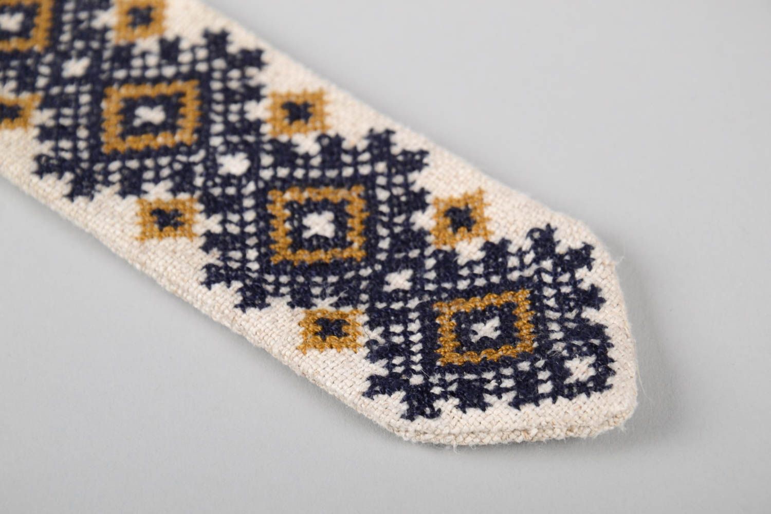 Handmade linen tie for men designer embroidered tie elegant present for men photo 2