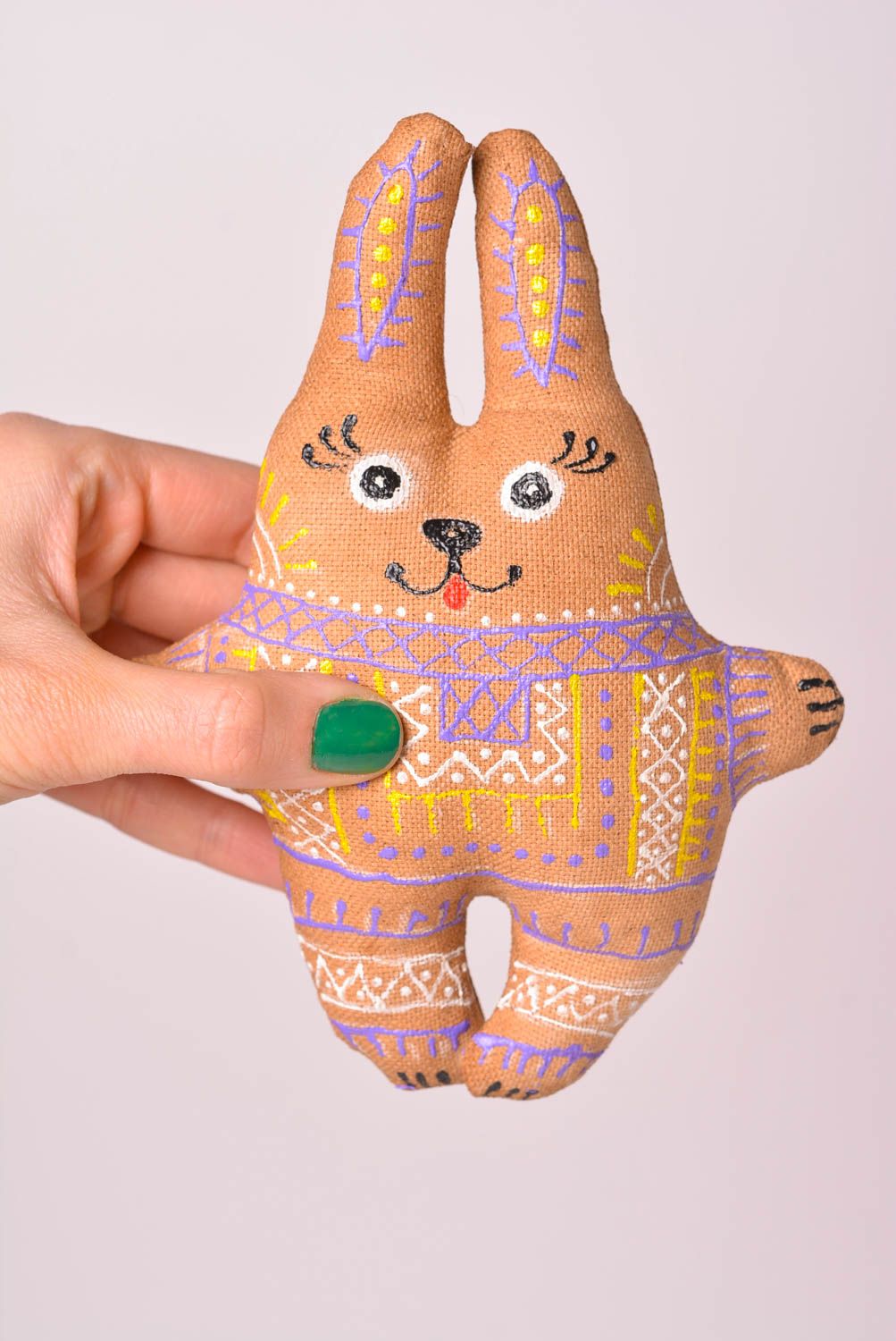 Игрушка ручной работы оригинальная игрушка расписной кролик интересный подарок фото 2