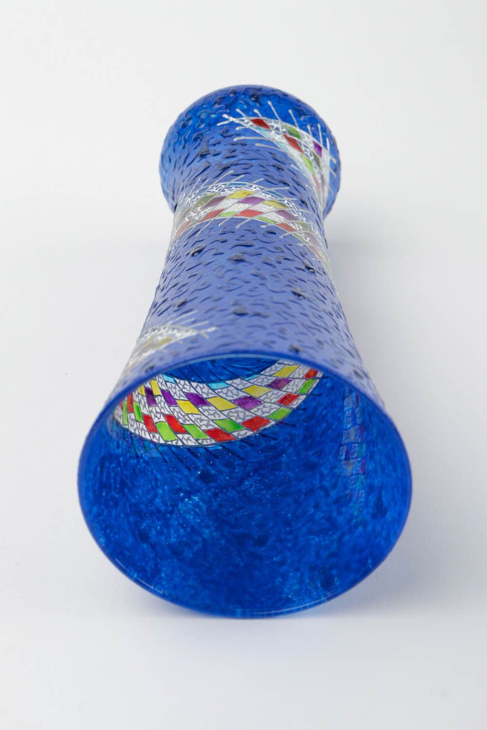 Handmade Deko Glasvase Designer Vase Haus Dekoration 500 ml stilvoll dunkelblau foto 5