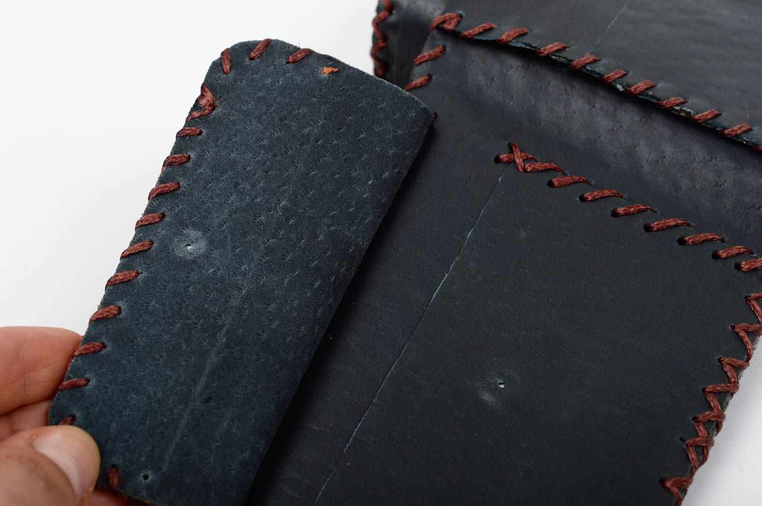 Portefeuille en cuir fait main Maroquinerie design élégant Cadeau original photo 3