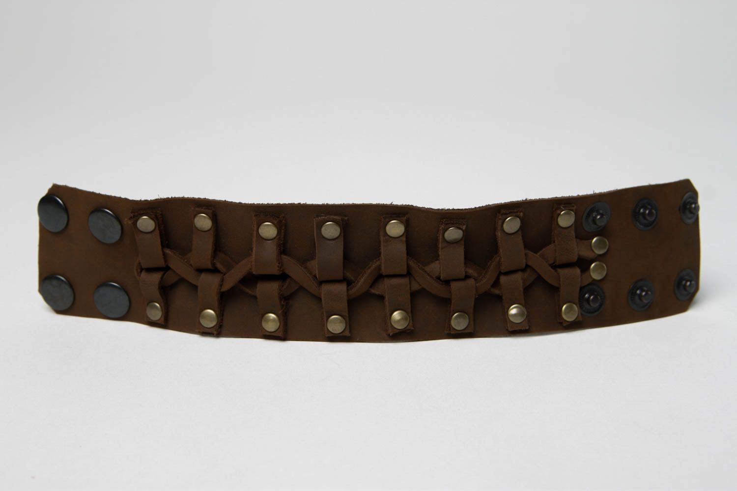 Bracelet cuir fait main Bracelet design large marron Accessoire en cuir photo 3