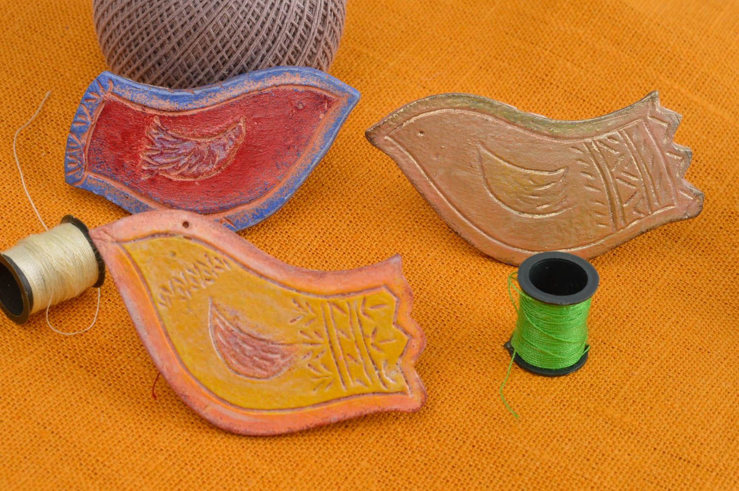 Handgemachte Keramik Schmucke 3 Stück Vogel Broschen Accessoires für Frauen foto 1