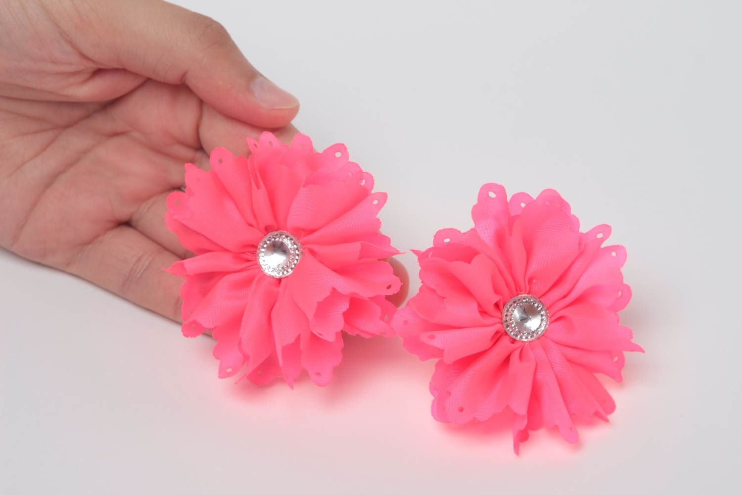 Set of 2 baby hair clips handmade flower hair clips hair ornaments kids gifts photo 5