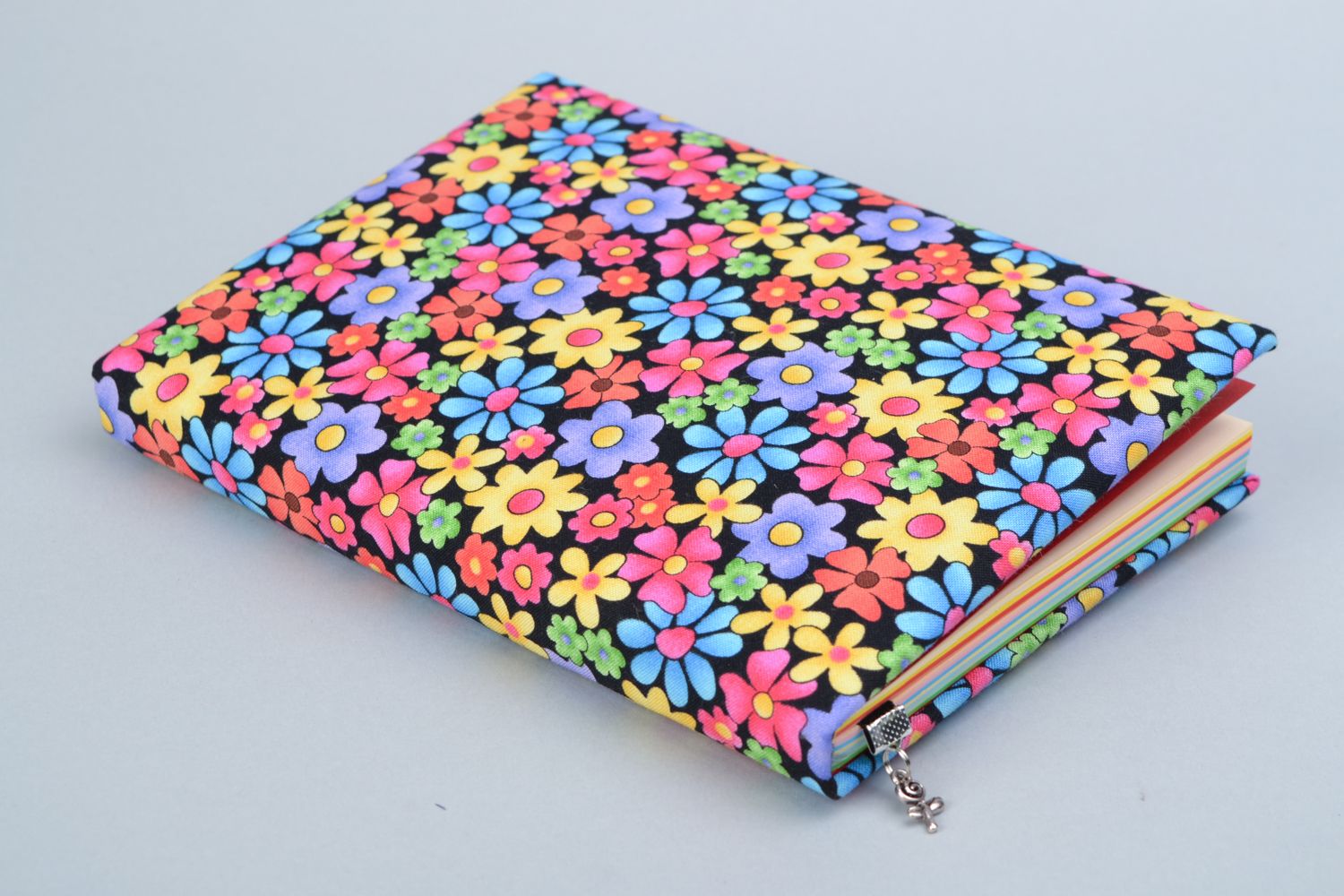 Notebook with fabric cover with bright floral print photo 5