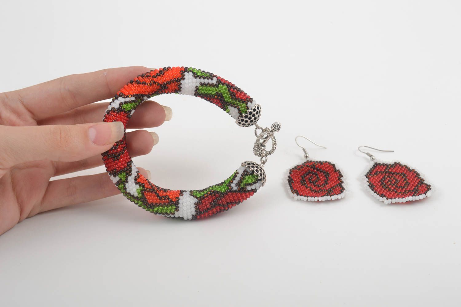 Handmade lovely earrings stylish cute jewelry unusual designer bracelet  photo 5