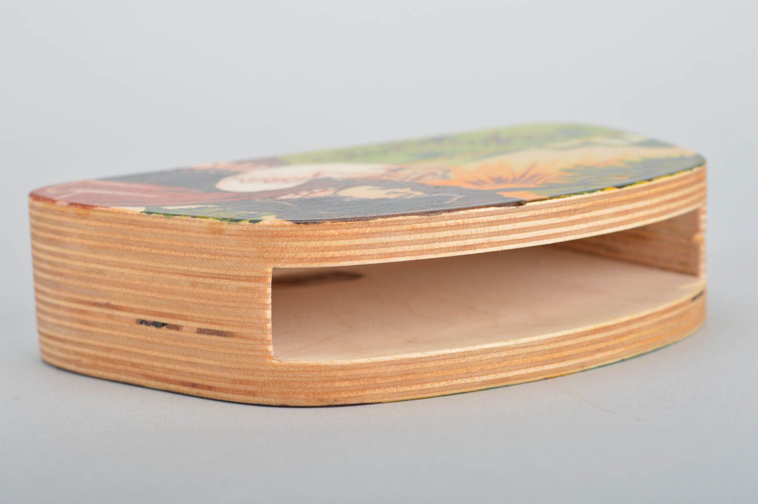 Porta-guardanapos exclusivo oval feito à mão de madeira MDF  foto 2