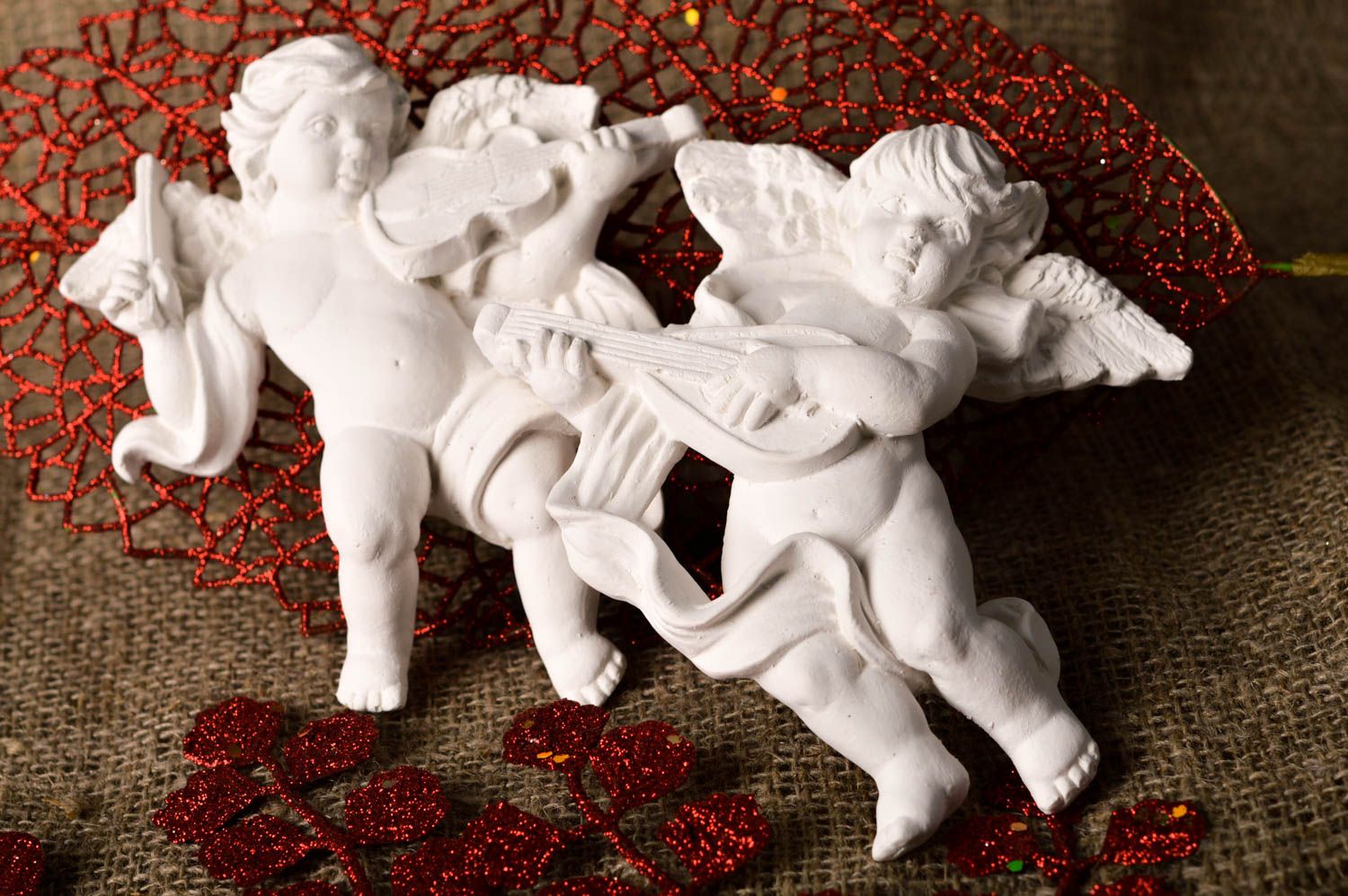 Figurines anges faites main Figurines en plâtre 2 pièces Loisirs créatifs photo 1