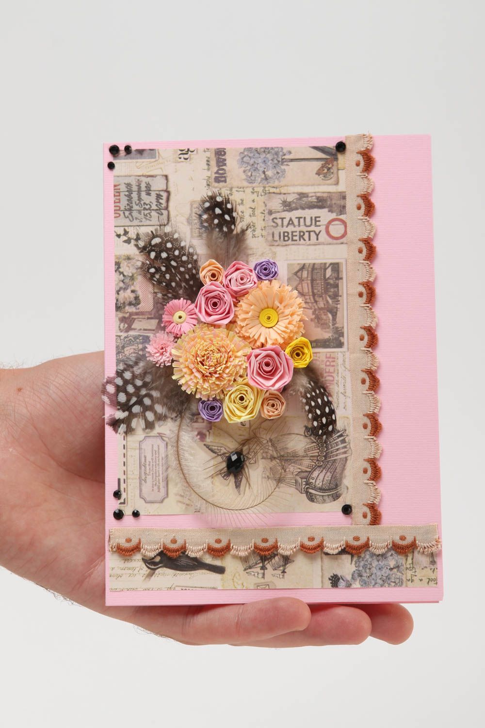 Vintage handmade greeting card cute card for women birthday gift ideas photo 5