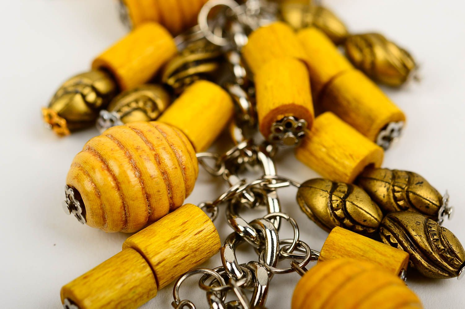 Porte-clés jaune Accessoire design fait main pierres naturelles Cadeau original photo 4