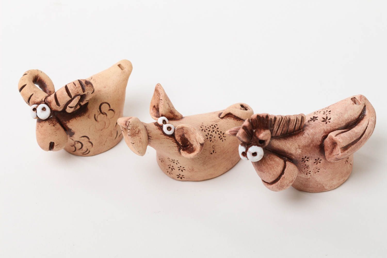 Handmade ceramic whistles unusual clay toys stylish ethnic nursery decor photo 2