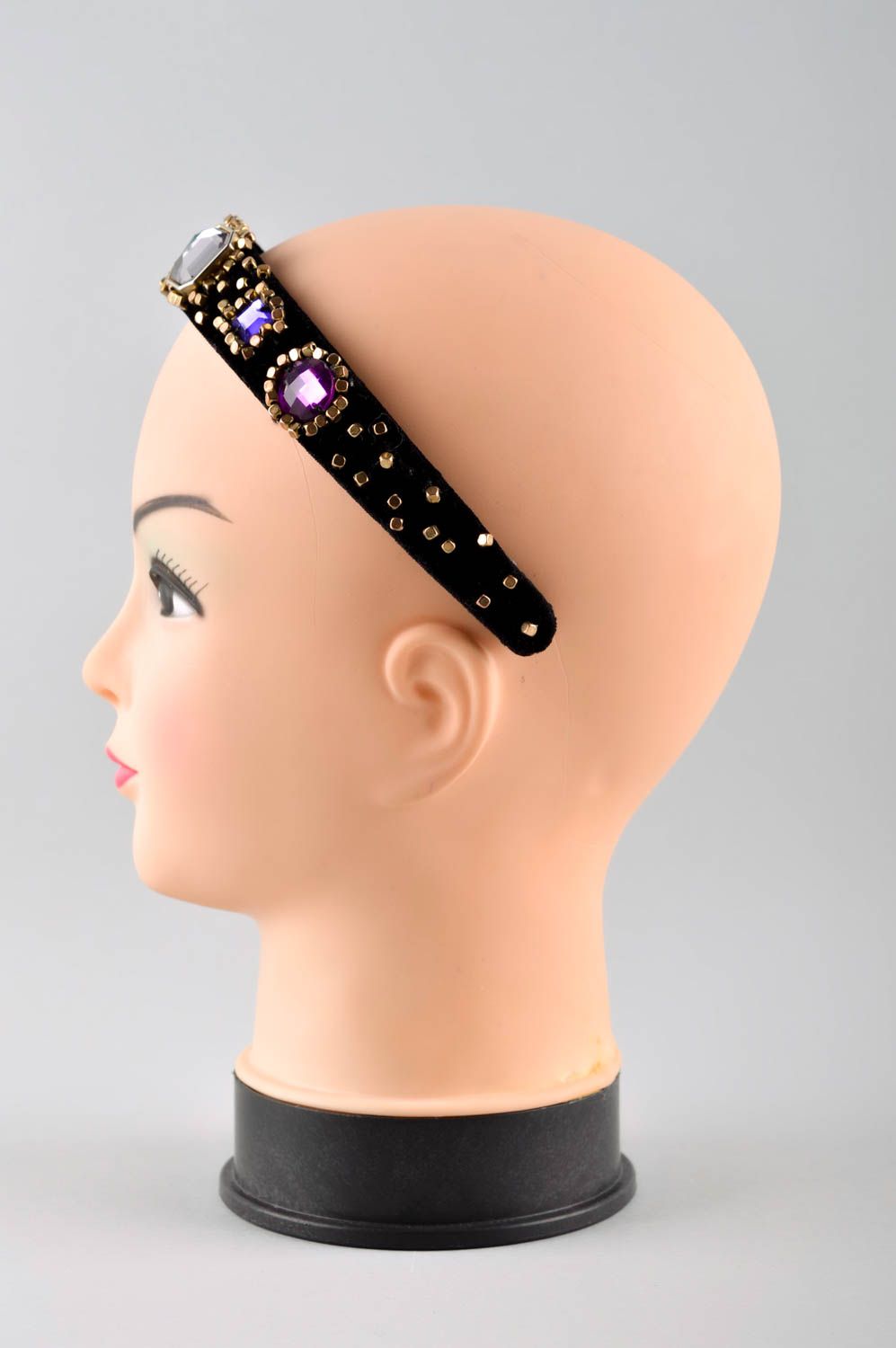 Обруч на голову ручной работы аксессуар для волос женский аксессуар с бисером фото 3