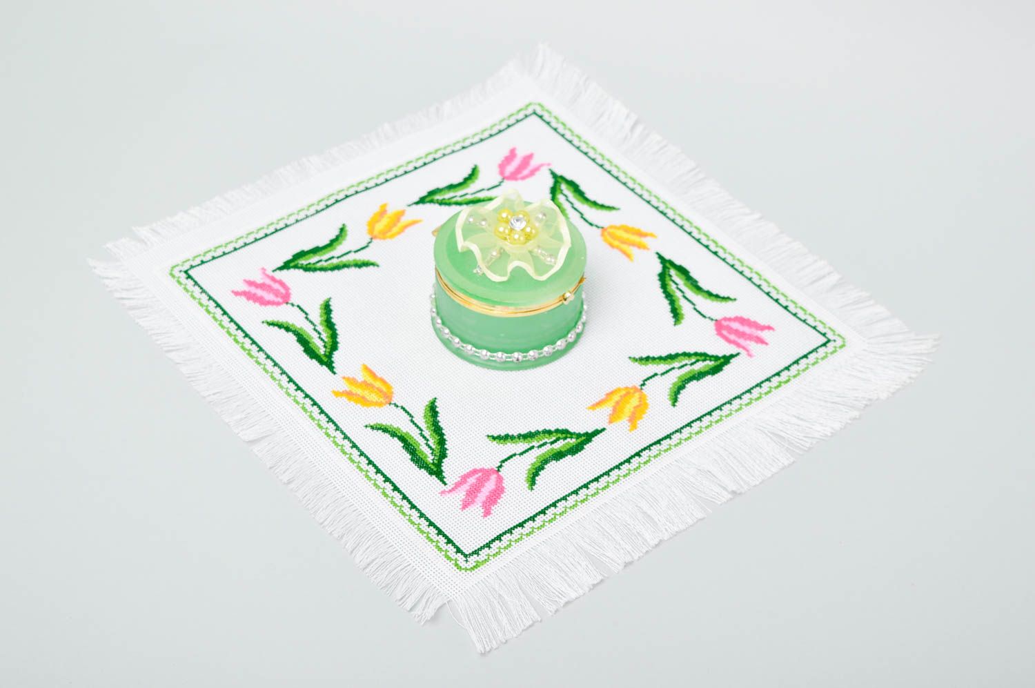 Servilleta bordada hecha a mano textil para el hogar decoración de mesa foto 1