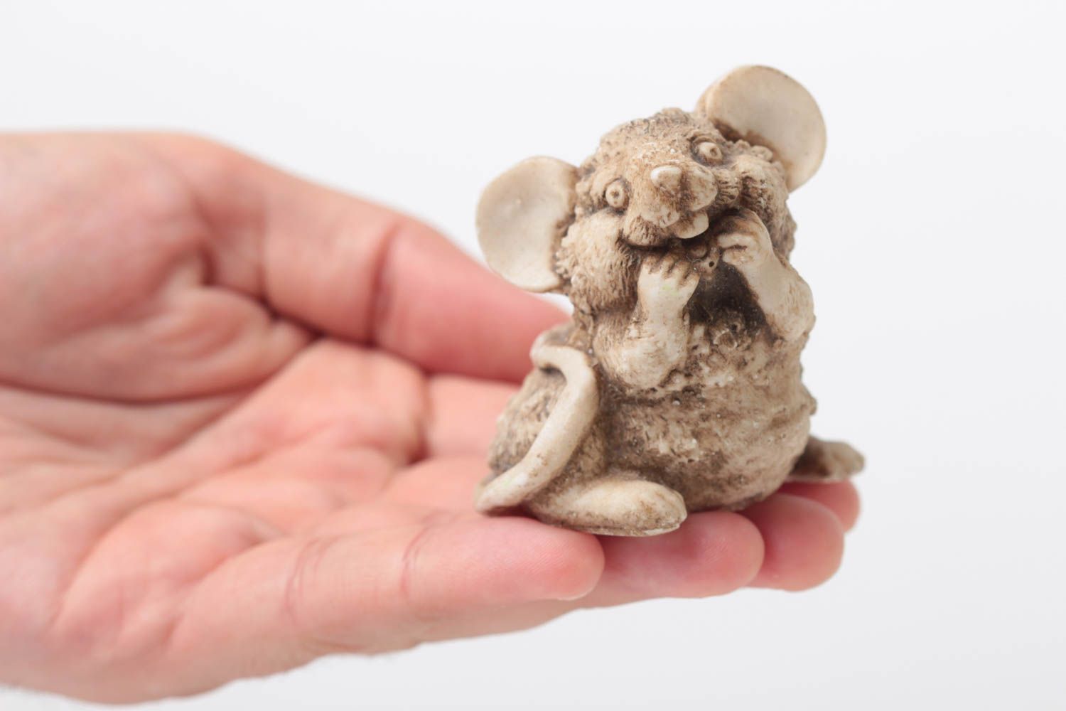 Handmade polymer resin statuette designer mouse figurine marble home decor photo 5