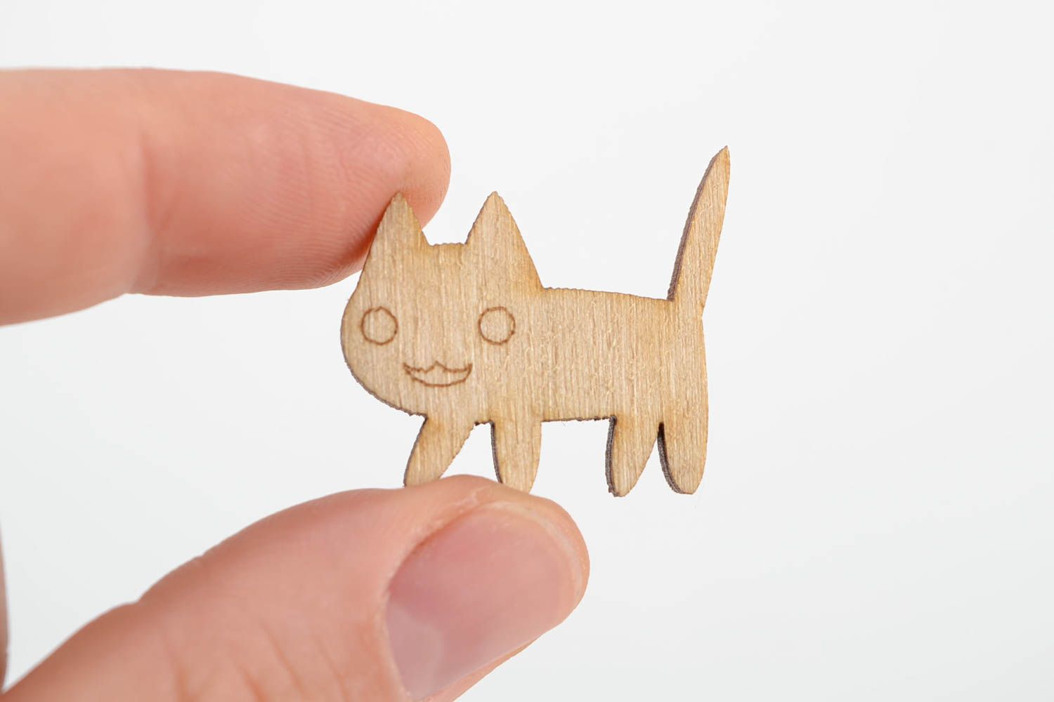 Handmade Holz Rohling Deko Figur Holzartikel zum Bemalen Katze klein niedlich foto 2