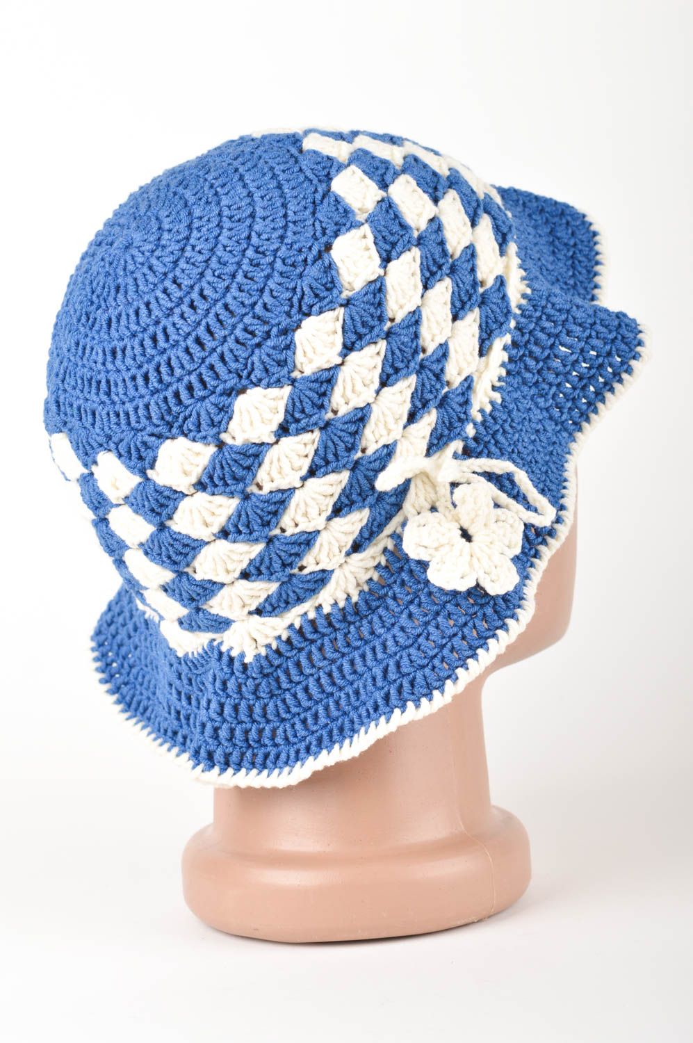 Bonnet tricot fait main Chapeau au crochet avec fleurs Vêtement enfant cadeau photo 5