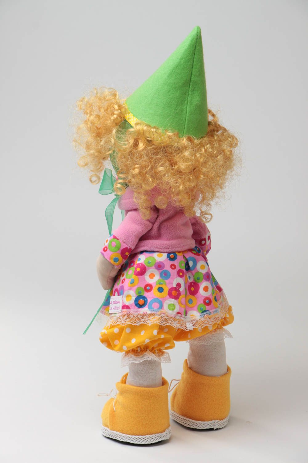 Beautiful handmade cotton fabric soft doll Curly children's toy photo 4