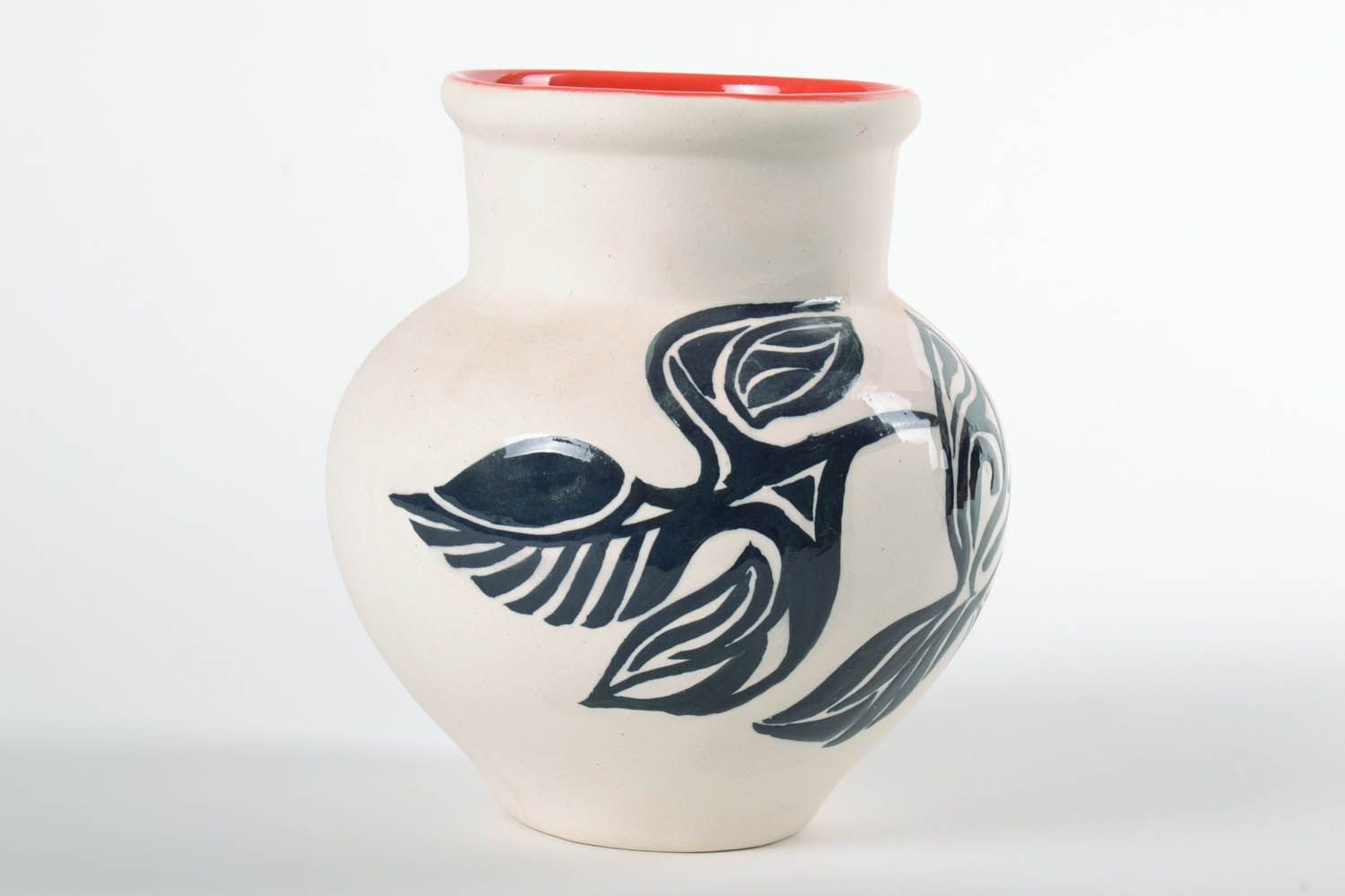 30 oz glazed ceramic milk jug with handle painting 6,3 inches, 2 lb photo 3
