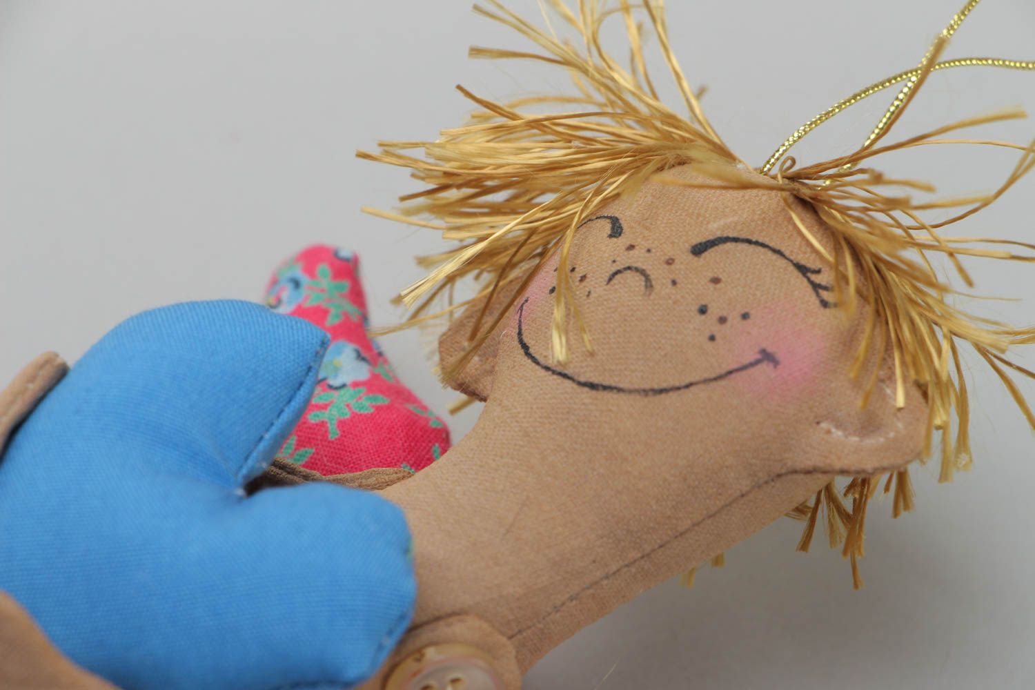 Handmade natural fabric soft toy with coffee and vanilla aroma Angel in Love photo 3