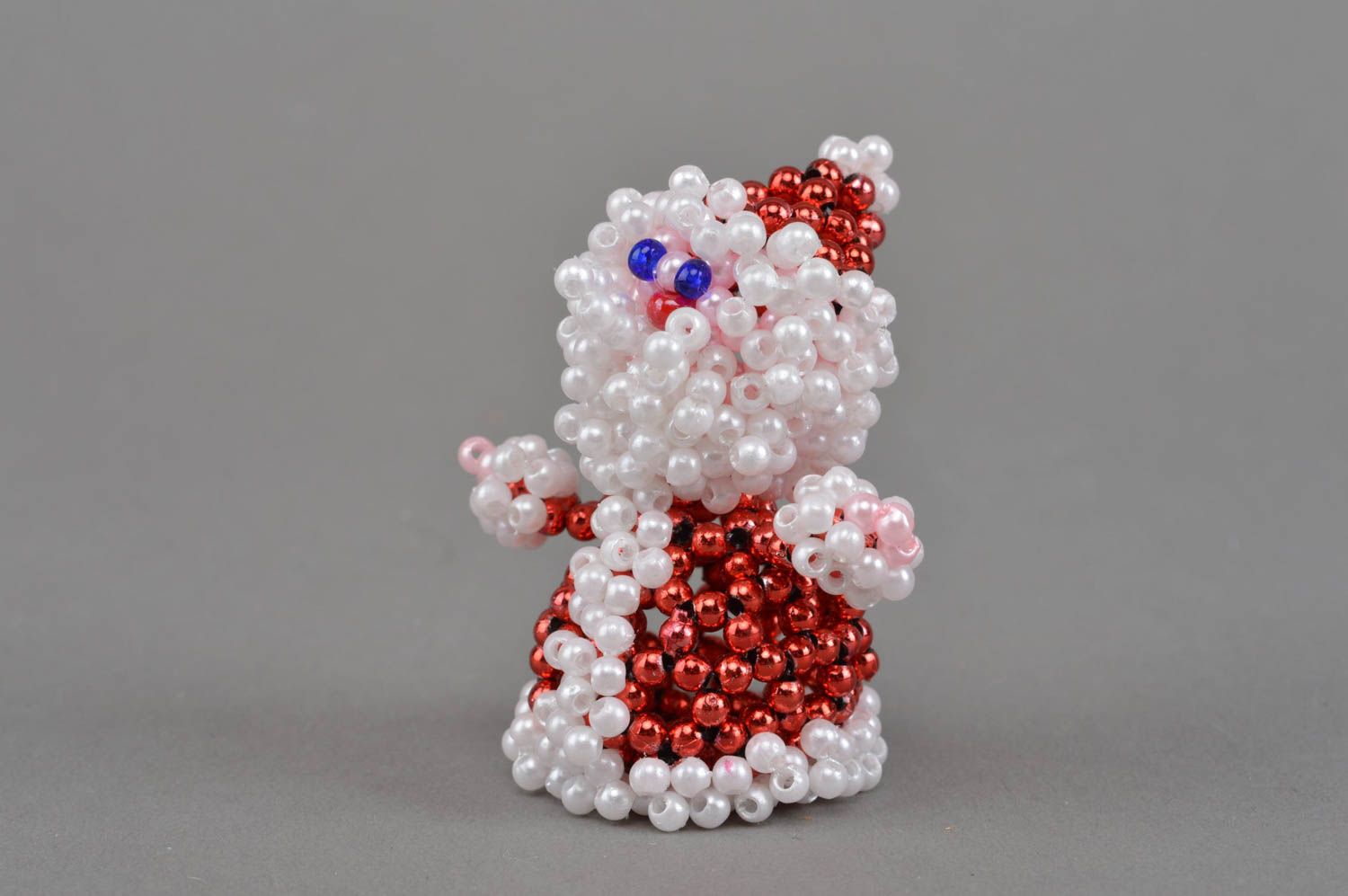 Miniature homemade designer collectible beaded figurine of Santa Claus for decor photo 2