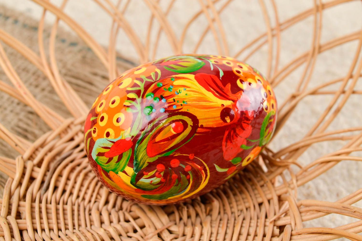 Decoración para Pascua hecha a mano huevo decorado de madera regalo original foto 1