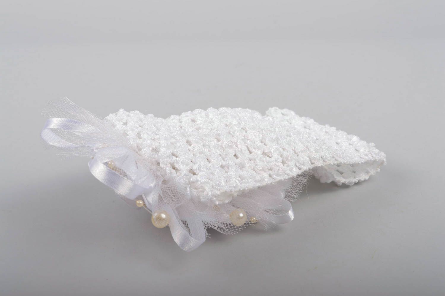 Белая повязка на голову ручной работы повязка для девочки детская повязка фото 5