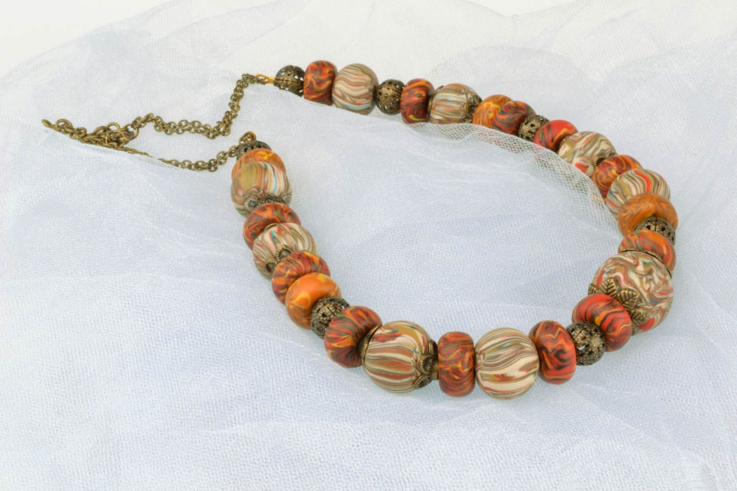 Polymer clay beaded necklace  photo 1